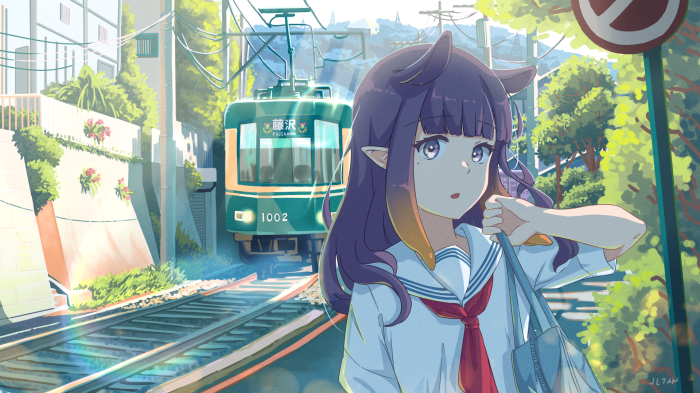 Ninomae Ina'nis from Hololive at a Train Station