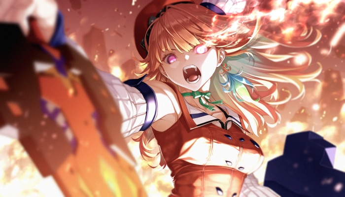 Takanashi Kiara from Hololive in Fiery Action Pose