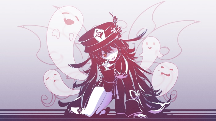 Hu Tao from Genshin Impact with Ghosts