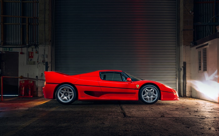 Red Ferrari F50 Supercar in Garage