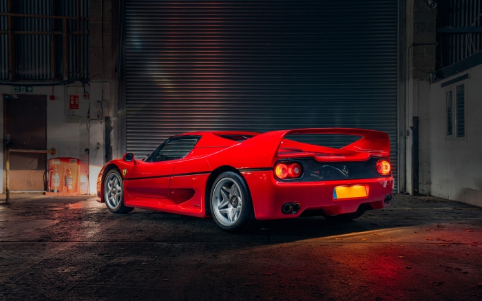Red Ferrari F50 Supercar in Garage