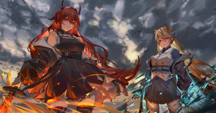 Surtr and another character from Arknights