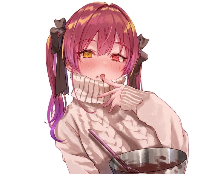 Houshou Marine from Hololive tasting chocolate