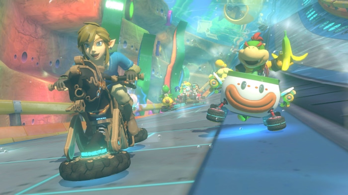 Link and Bowser Jr. in Mario Kart 8 Deluxe