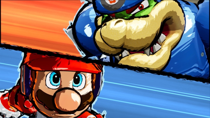Bowser and Mario from Mario Strikers: Battle League