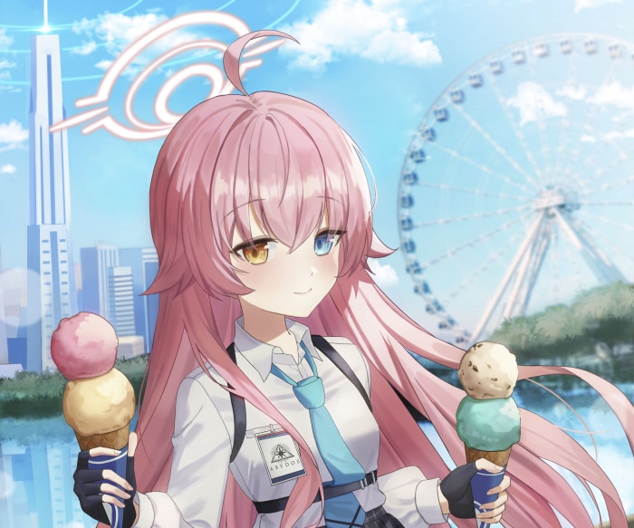 Takanashi Hoshino from Blue Archive with Ice Cream