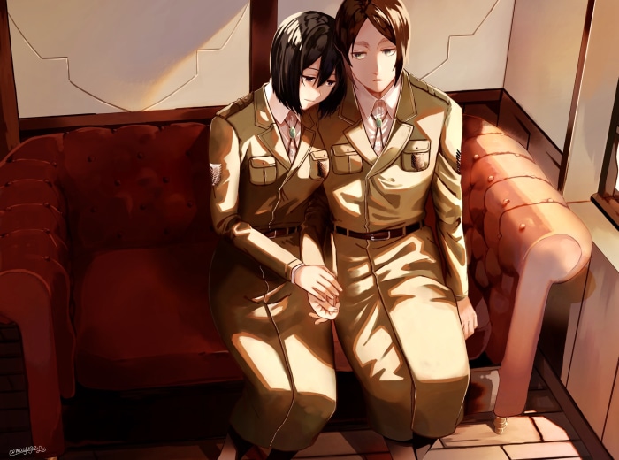 Mikasa Ackerman and Eren Yeager from Attack on Titan