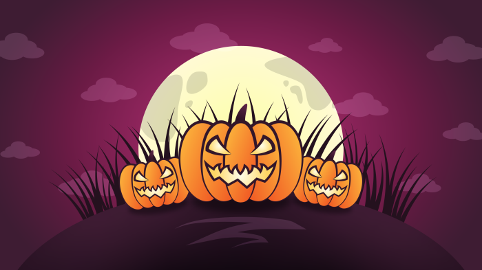 Halloween Pumpkins Under a Full Moon 4K