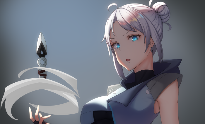 Jett from Valorant with a throwing knife