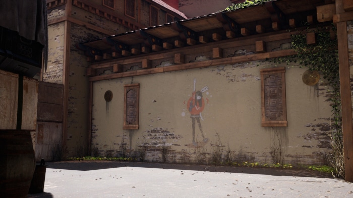Graffiti of a character on a wall in Valorant