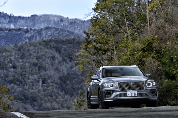 Bentley Bentayga SUV on a mountain road