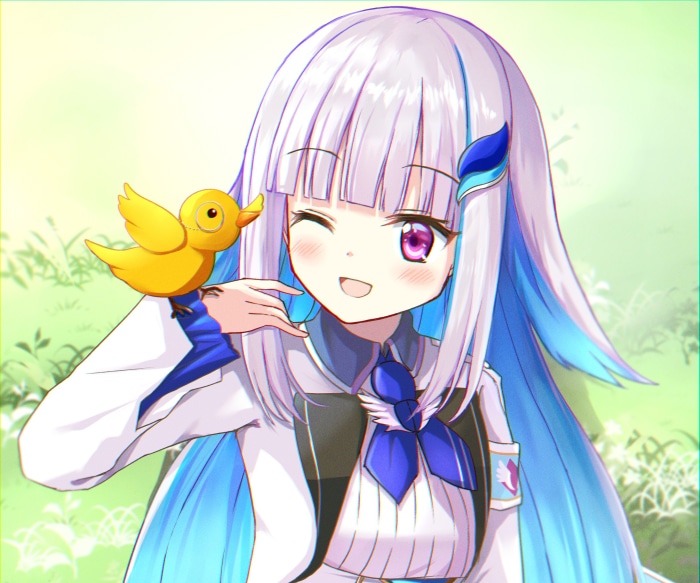 Lize Helesta from Nijisanji with a bird