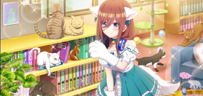 Miku Nakano as a cat girl with cats