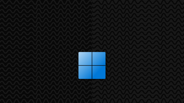 Windows 11 logo on a dark wavy background
