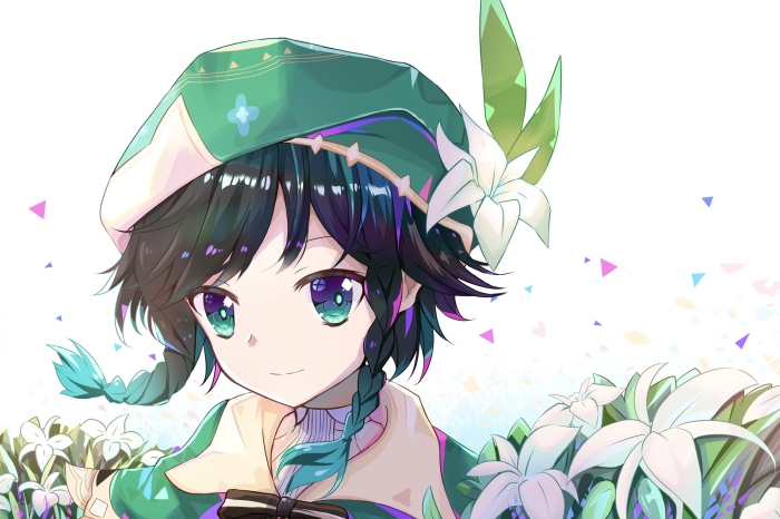 Venti from Genshin Impact with flowers
