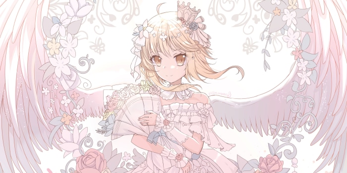 Lumine from Genshin Impact with Wings and Flowers
