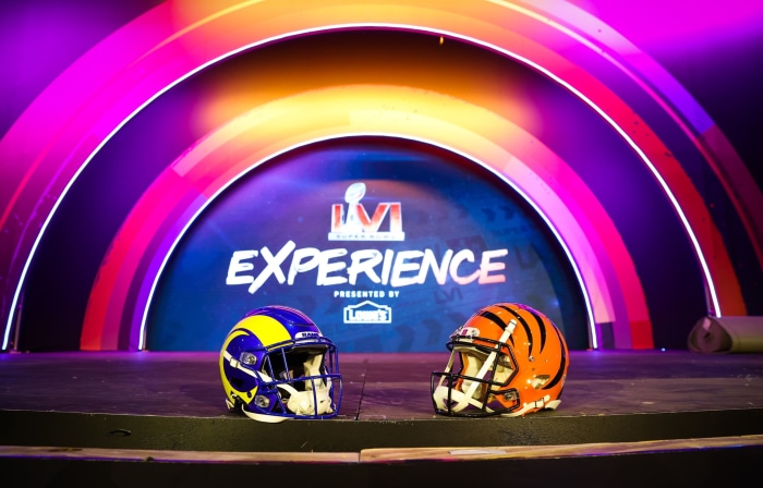 Super Bowl LVI Experience with Rams and Bengals Helmets