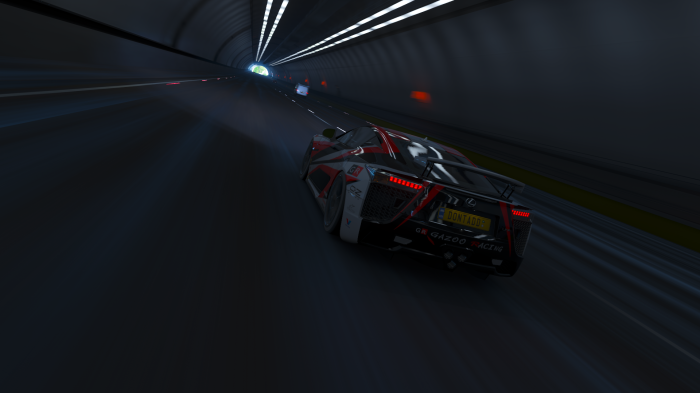 Lexus LFA racing car in a tunnel