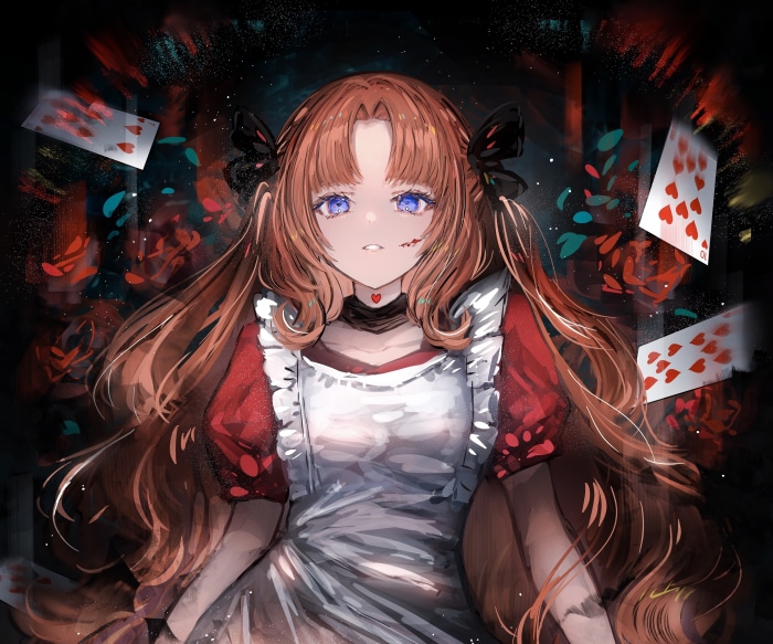Alice from Alice in Wonderland with playing cards