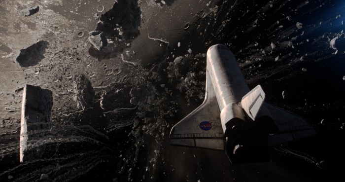Space Shuttle in a debris field