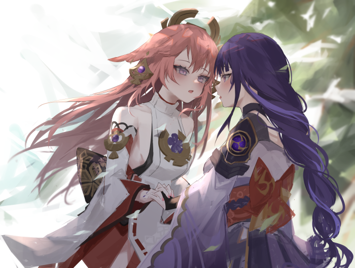 Raiden Shogun and Yae Miko from Genshin Impact 4K
