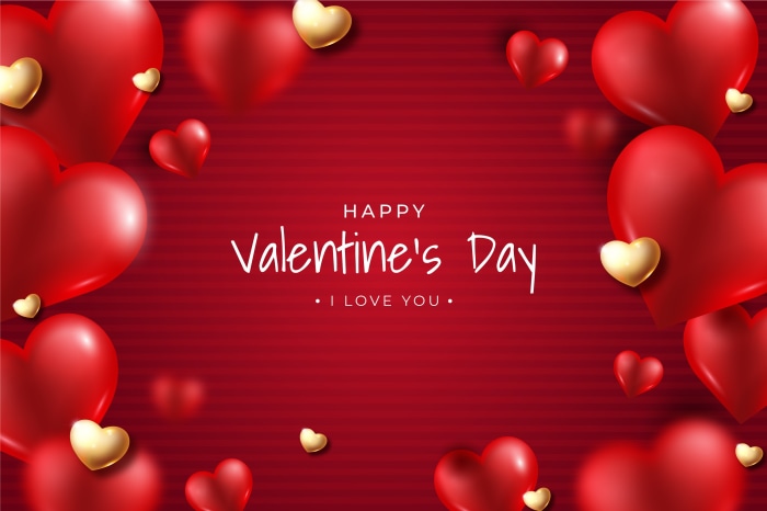 Happy Valentine's Day with Red Hearts