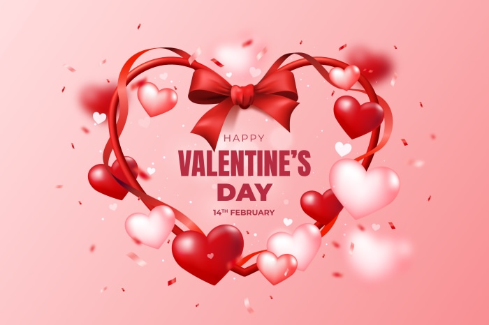 Happy Valentine's Day Heart and Ribbon Design