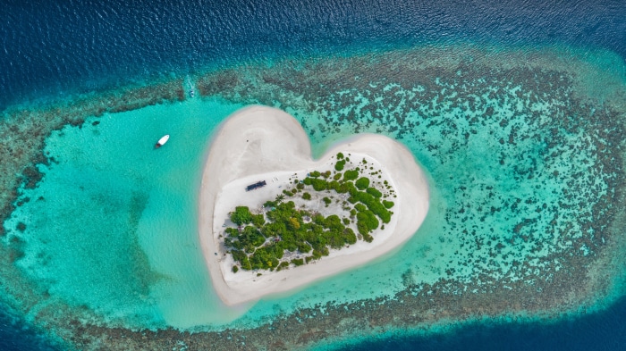 Heart-shaped island in the Maldives