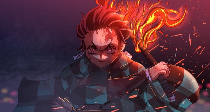 Tanjiro Kamado from Demon Slayer using Hinokami Kagura