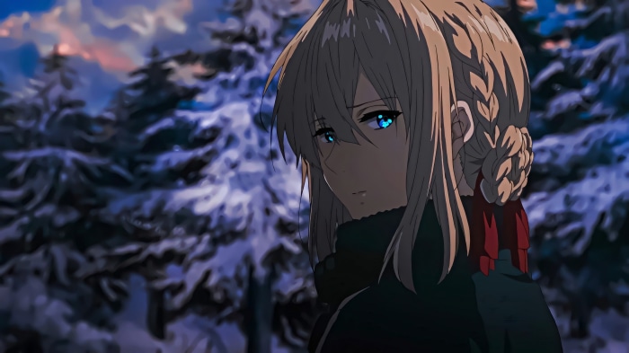 Violet Evergarden in a snowy forest