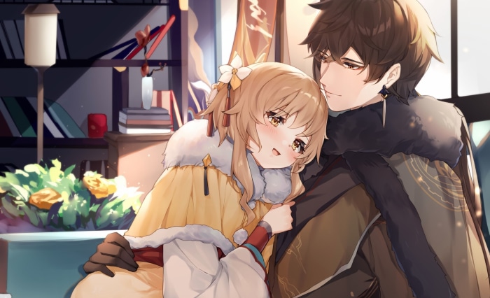 Lumine and Zhongli from Genshin Impact