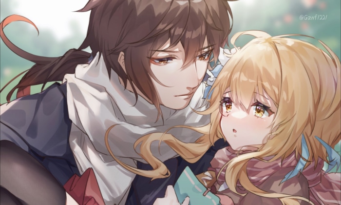 Lumine and Zhongli from Genshin Impact