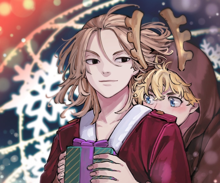 Mikey and Chifuyu from Tokyo Revengers with Christmas theme