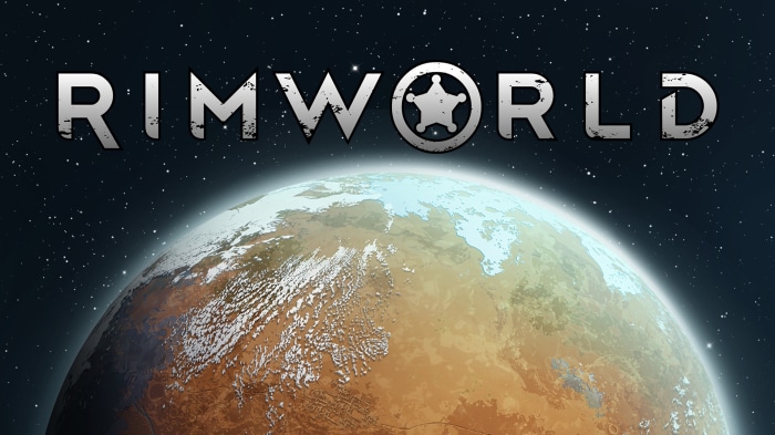 RimWorld game logo over planet