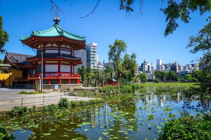 Shinobazu Pond and Benten Hall Temple in Ueno, Tokyo
