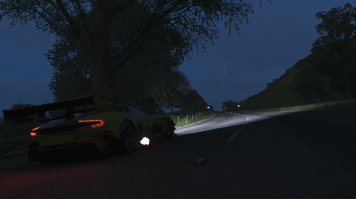Aston Martin Vulcan AMR Pro racing at night