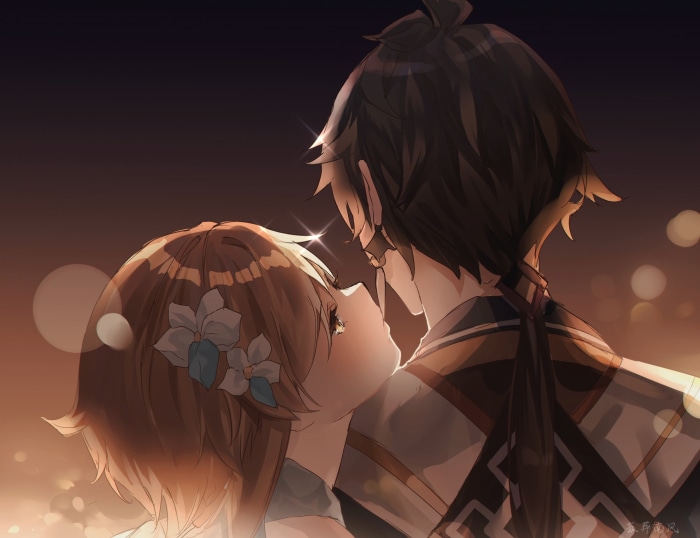 Lumine and Zhongli from Genshin Impact