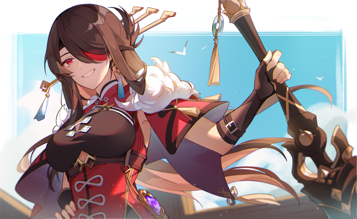 Beidou from Genshin Impact with a polearm