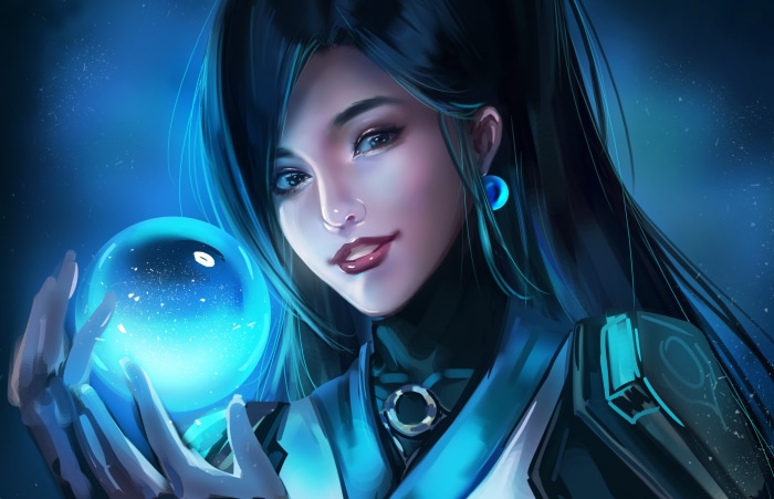 Sage from Valorant holding a glowing orb
