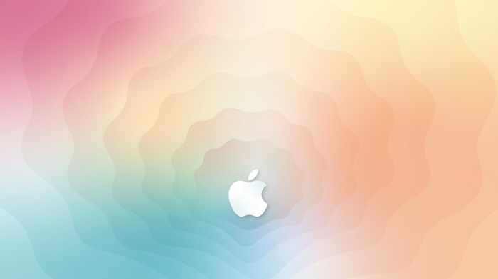 Apple logo on a colorful gradient background