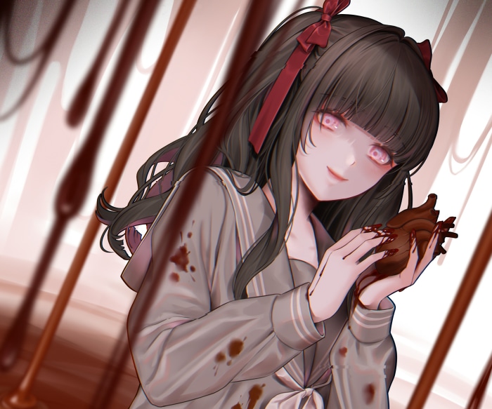 Girl with chocolate heart