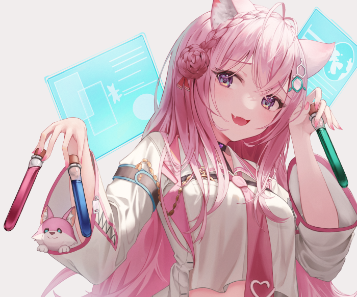 Hakui Koyori from Hololive holding test tubes