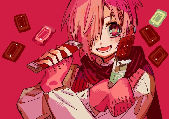 Sousuke Mitsuba from Jibaku Shounen Hanako-kun holding chocolates