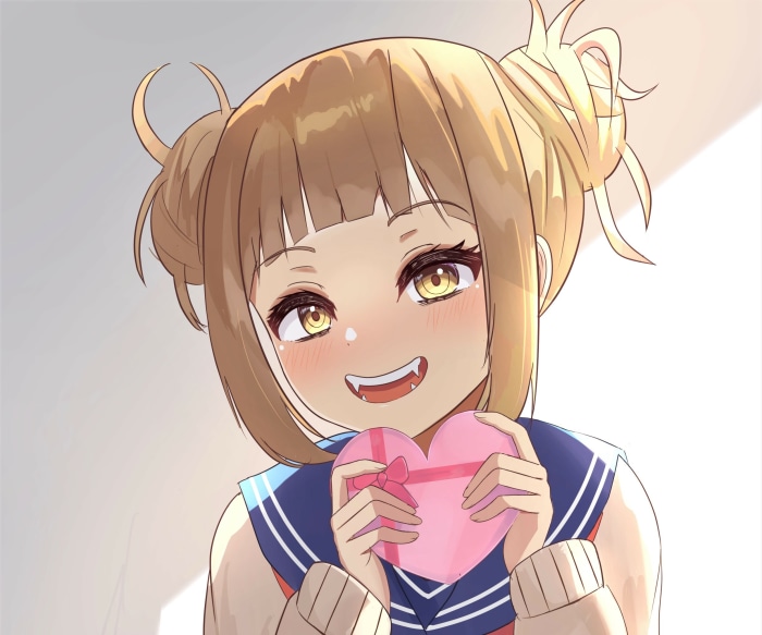 Himiko Toga from My Hero Academia holding a heart-shaped box