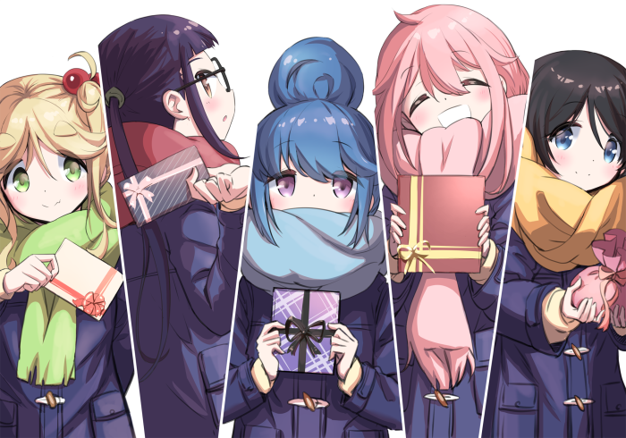 Laid-Back Camp girls with gifts