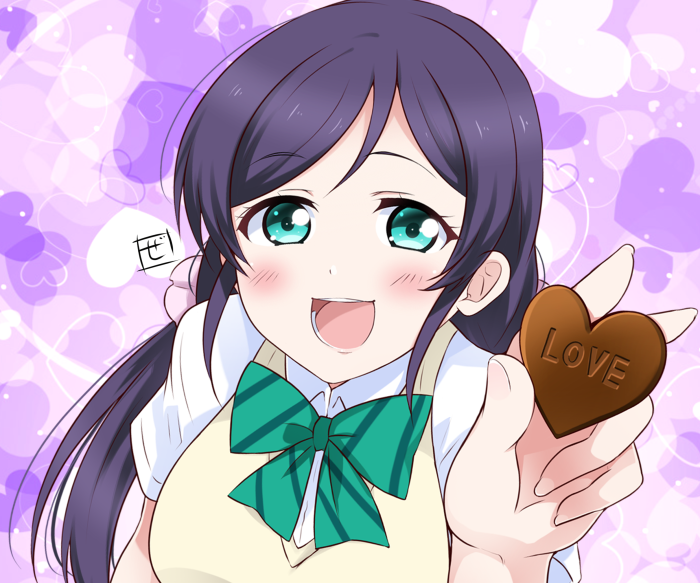 Nozomi Tojo from Love Live! holding a chocolate heart