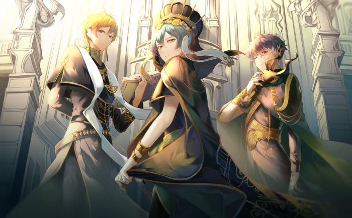 Haruka Isumi, Nagi Rokuya, and Momo from IDOLiSH7