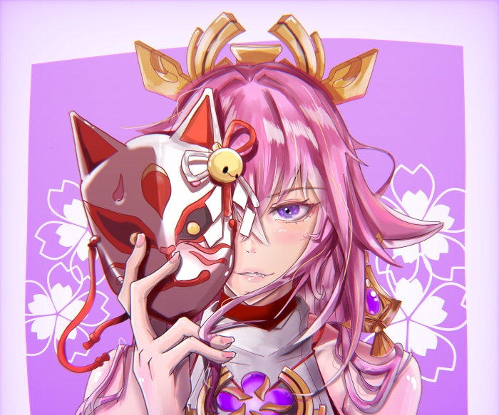 Yae Miko from Genshin Impact with a mask