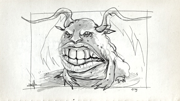 Monster with large mouth and horns