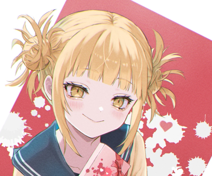 Himiko Toga from My Hero Academia holding a gift